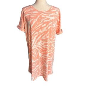 Wonderly Size Large Tiger Animal Print Coral Orange Tshirt Tunic Dress